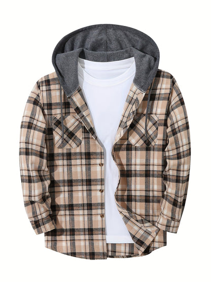 Herren Karo-Hemdjacke mit Kapuze – Lässige Streetwear für Alltag und Freizeit