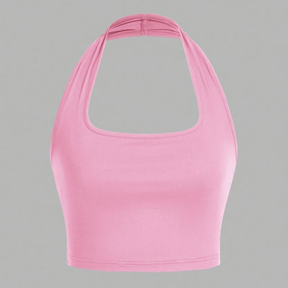 Damen Halter Neck Backless Crop Top – Modisches Sommer Basic für Freizeit & Streetwear