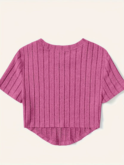 Damen Kurzarm-Ripptop im Casual-Look – Perfekt für Freizeit und Alltag
