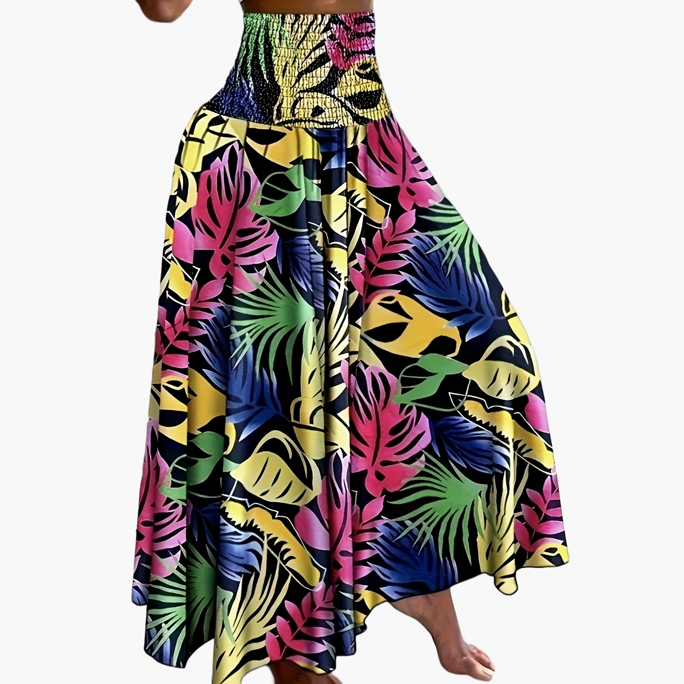 Damen Maxirock mit tropischem Print – Eleganter Boho-Stil für Sommer und Urlaub