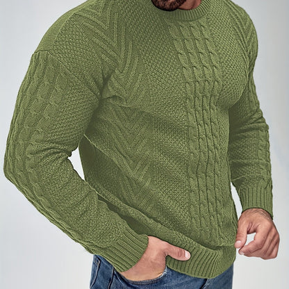 Herren Strickpullover mit Zopfmuster – Modischer Freizeitpulli für Herbst & Winter