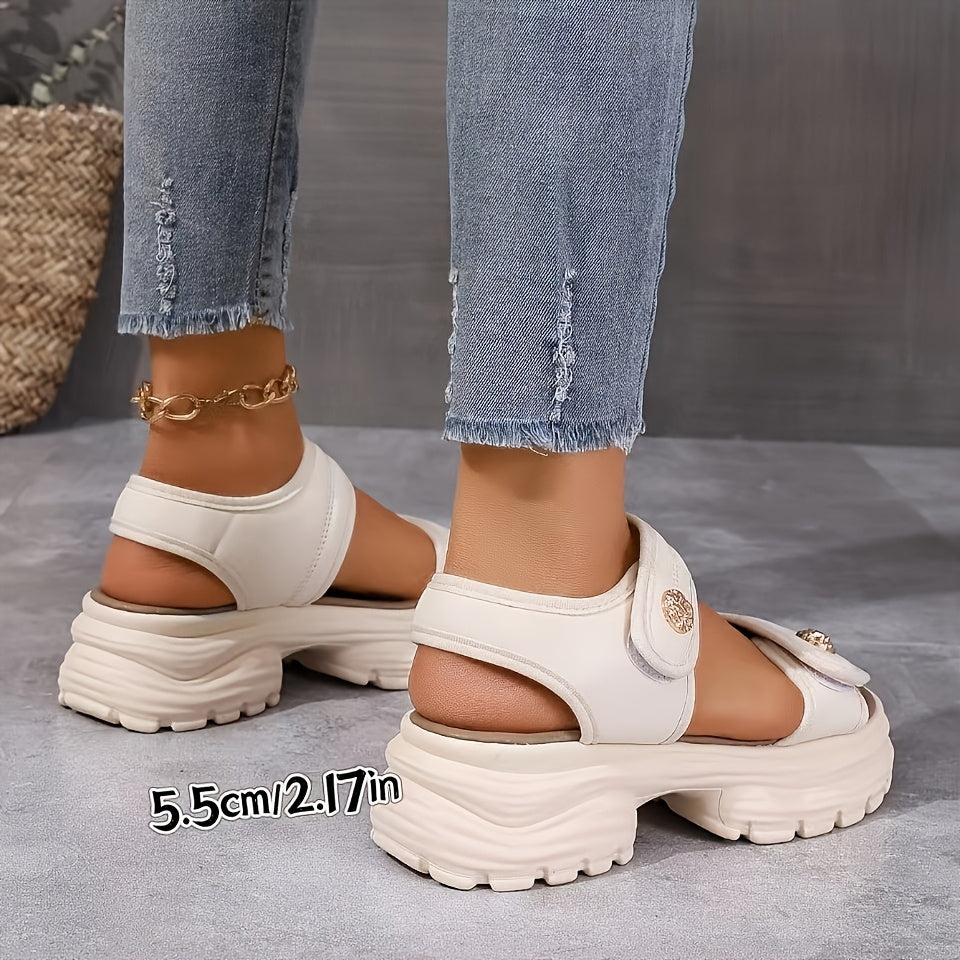 Damen Plateau-Sandalen mit Klettverschluss – Elegante Sommerschuhe für Alltag und Freizeit