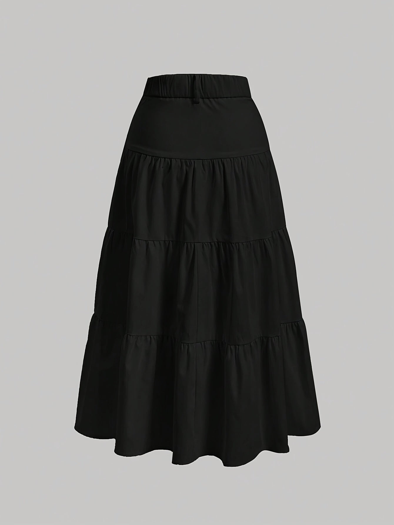 Damen Maxirock Elegant Stufenrock mit Hohem Bund für Alltag und Freizeit