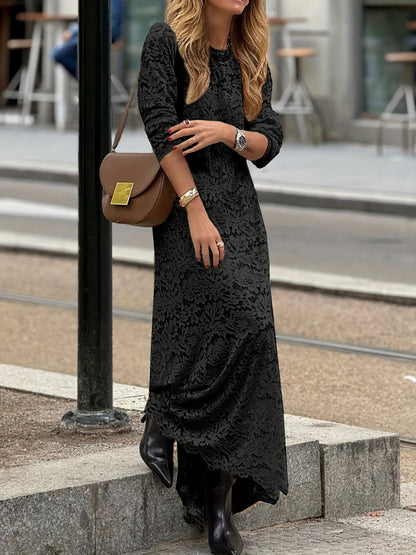 Damen Maxikleid Elegant mit Spitzenmuster – Stilvoll für Alltag und besondere Anlässe