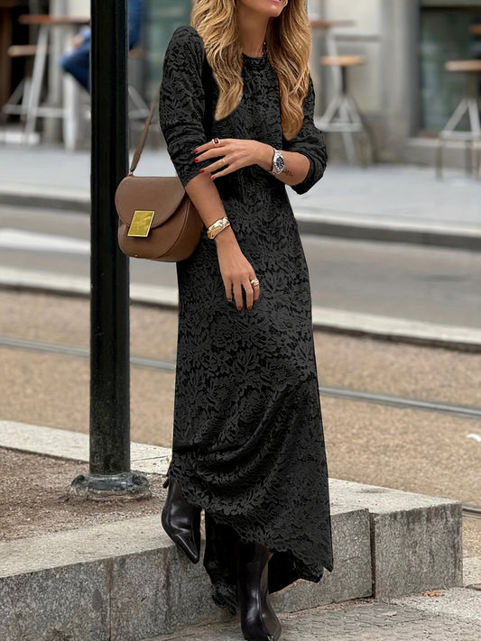 Damen Maxikleid Elegant mit Spitzenmuster – Stilvoll für Alltag und besondere Anlässe
