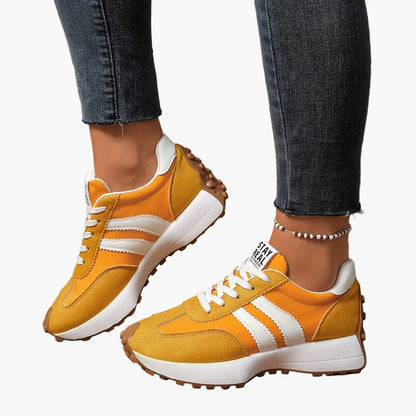 Damen Retro-Sneaker für Alltag und Freizeit – Stilvolle Low-Top Turnschuhe mit Streifen-Design