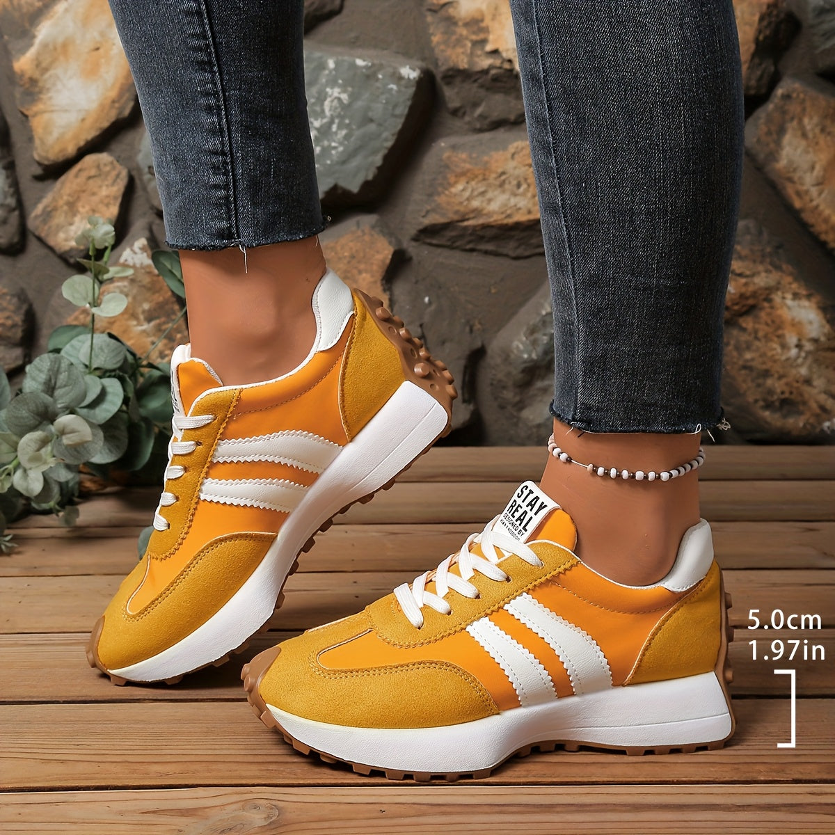 Damen Retro-Sneaker für Alltag und Freizeit – Stilvolle Low-Top Turnschuhe mit Streifen-Design