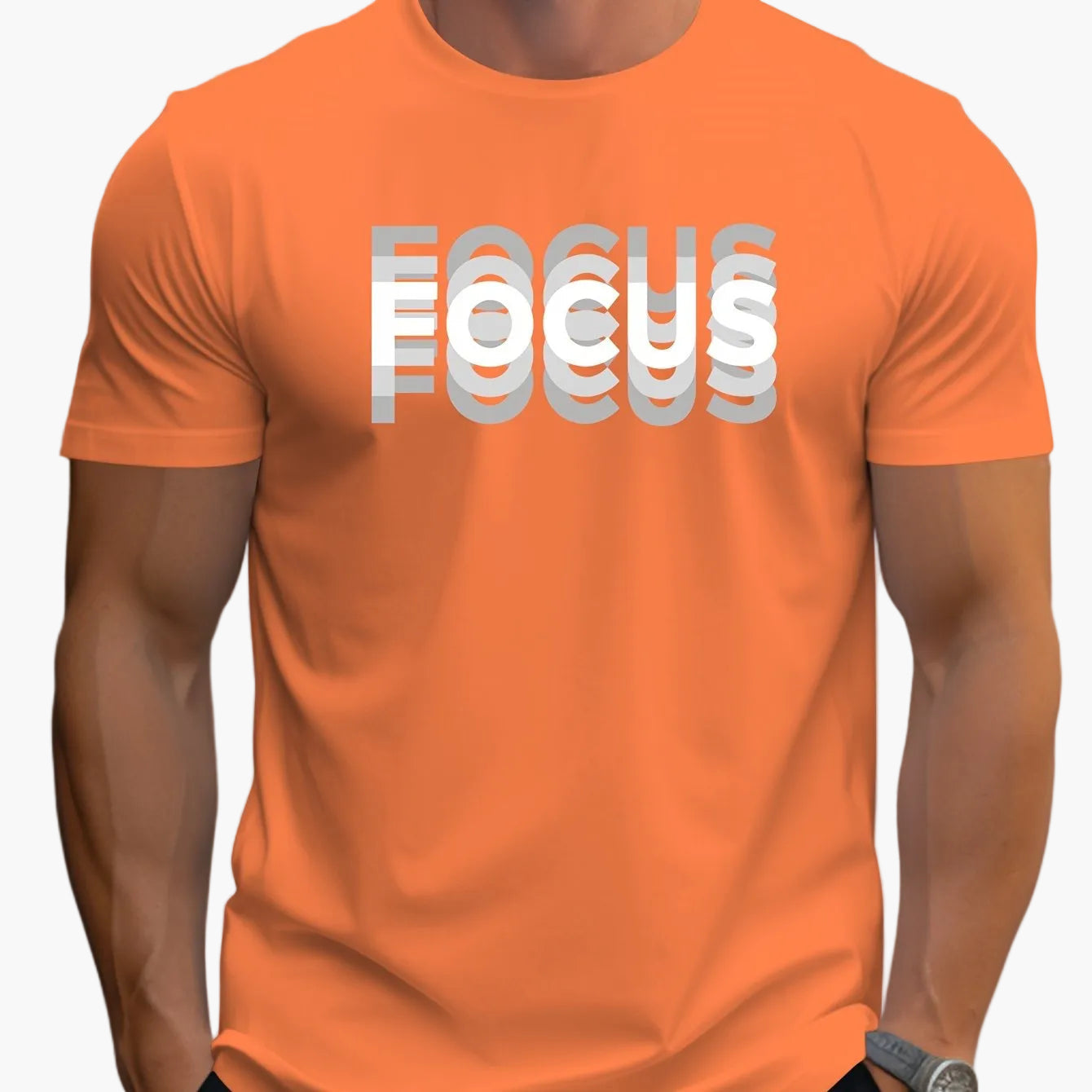 Herren T-Shirt mit modernem FOCUS Schriftzug – Casual Statement Look für Alltag und Freizeit