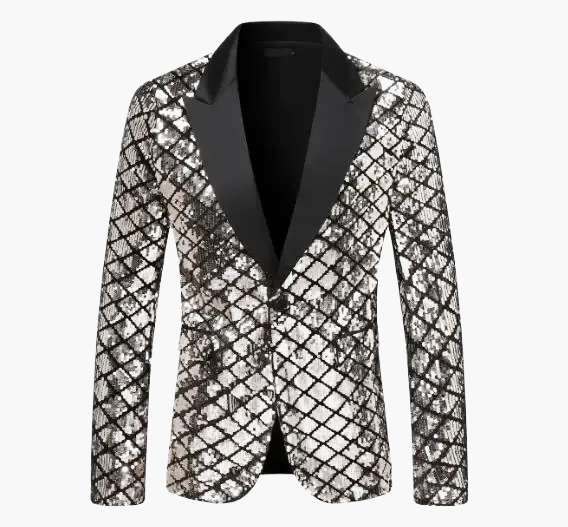 Herren Luxus Pailletten Sakko Blazer für Party und Bühne – Elegantes Glitzer-Design