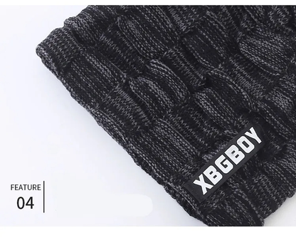 Unisex Winter Mütze & Schal Set Strickmuster mit Plüschfutter in verschiedenen Farben