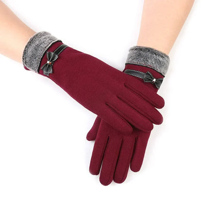 Winterhandschuhe für Damen, warm, mit Kunstfellbündchen