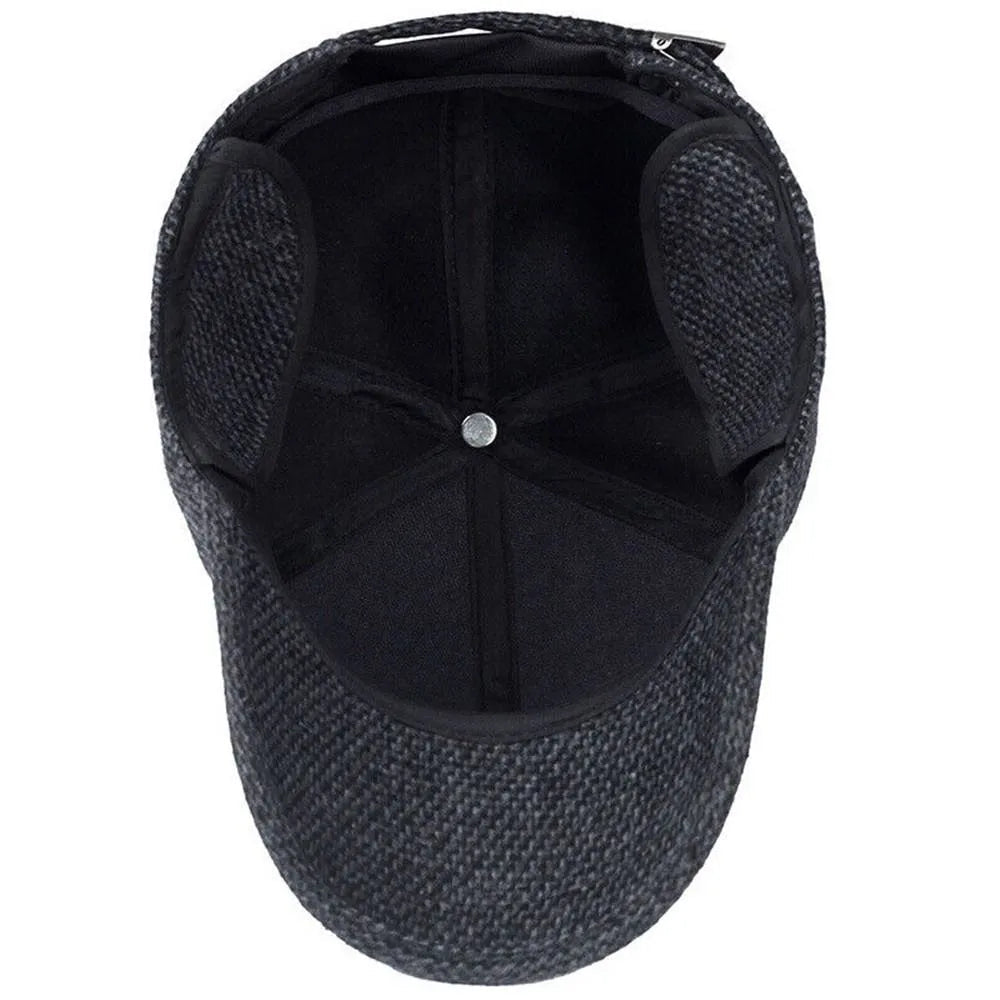 Winter Baseball Cap mit Ohrenklappen Herren Warme Schirmmütze