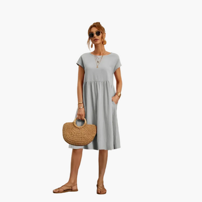 Damen Sommerkleid mit kurzen Ärmeln – Elegantes Freizeitkleid für Alltag & Urlaub