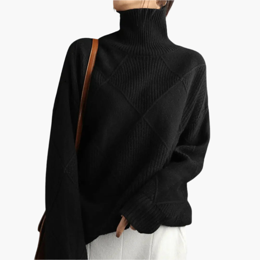 Damen Strickpullover mit Rautenmuster – Modischer Oversize-Pullover für Alltag und Büro
