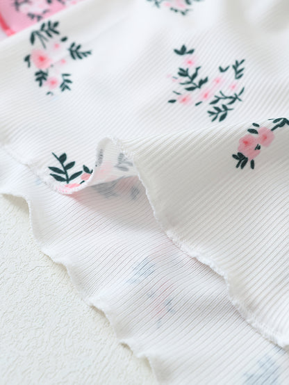Damen Pyjama Set mit Blumenmuster – 3-teiliges Sommer Schlafanzug Set mit Shorts und Träger-Top, für entspannte Nächte