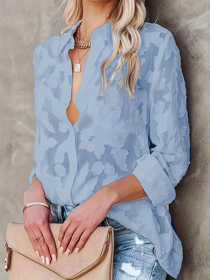 Damen Bluse mit floraler Struktur und modernem Schnitt – Stilvolle Freizeit Oberbekleidung