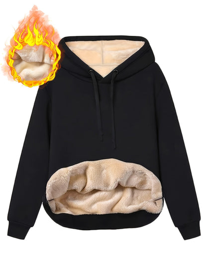 Gefütterter Hoodie mit Kapuze und Bauchtasche für Damen, Wärmeisolierend