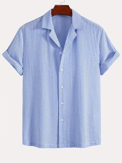 Herren Set Kurzarmhemd und Shorts mit Streifen – Stilvolles Freizeit-Outfit für Strand und Sommer