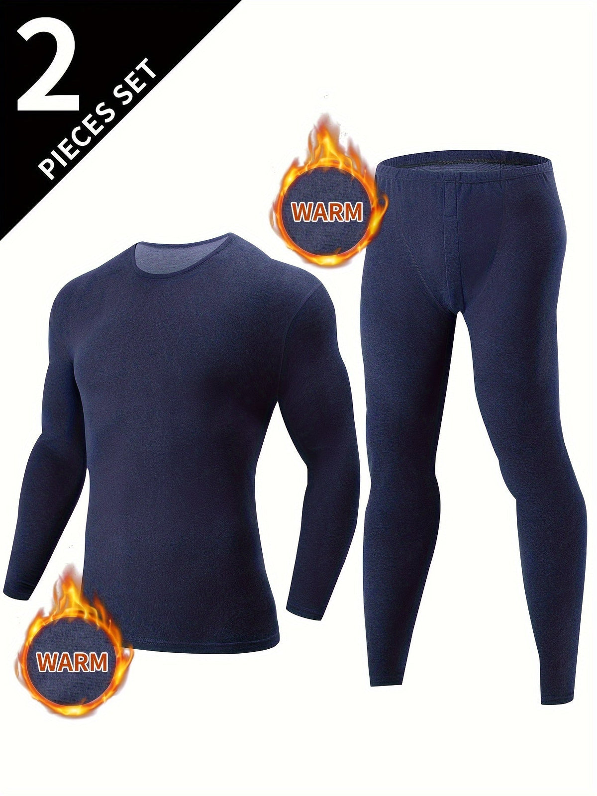 Thermo Unterwäsche Set Herren 2-teilig Langarmshirt & lange Unterhose Basic Warm