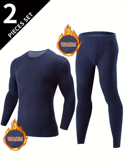 Thermo Unterwäsche Set Herren 2-teilig Langarmshirt & lange Unterhose Basic Warm