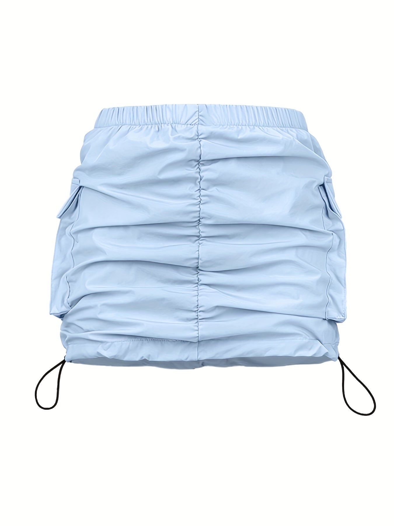 Damen Utility Minirock mit Raffung und Kordelzug – Streetstyle Cargo Skirt