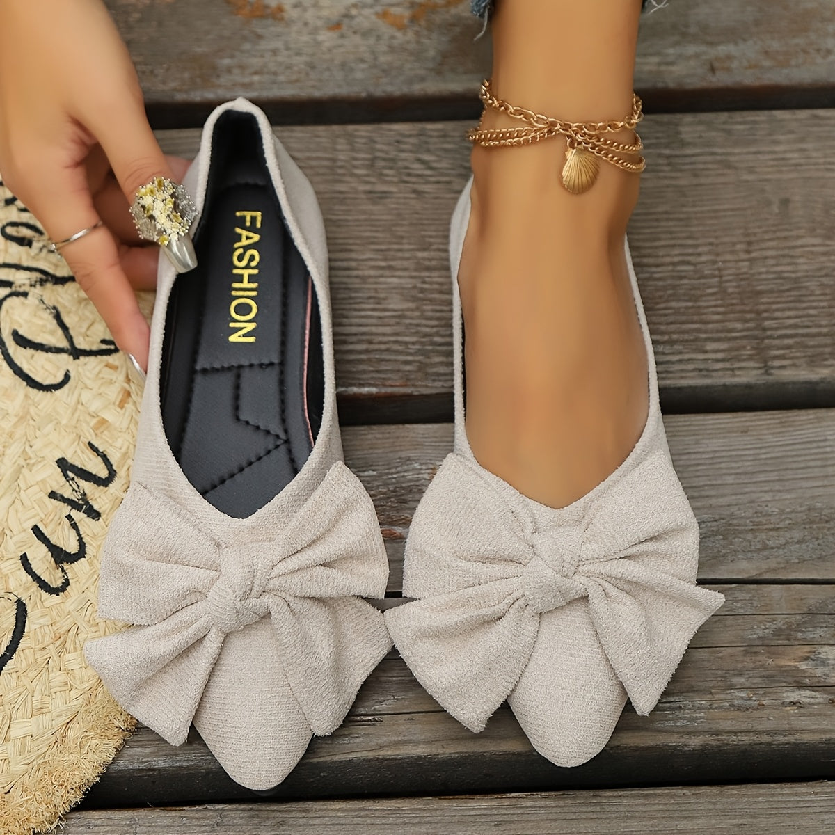 Damen Ballerinas mit Spitze und großer Schleife – Elegante Flats für Alltag und Büro
