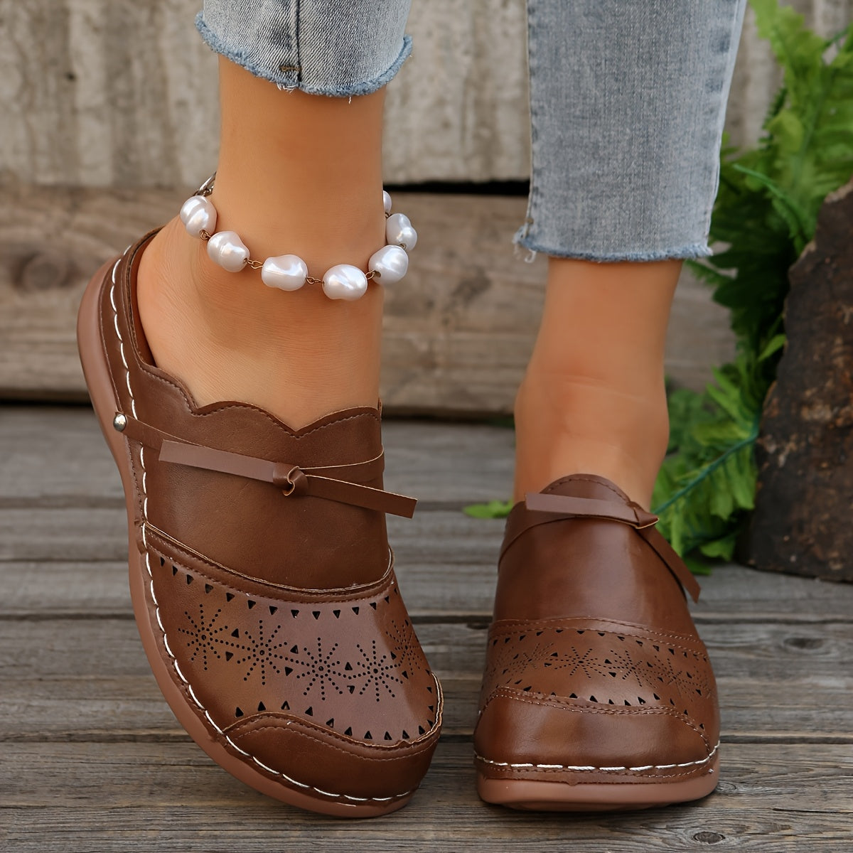 Damen Vintage Clogs mit Plattformabsatz und Rundzehen – Bequeme Slip-On Schuhe für Alltag und Freizeit
