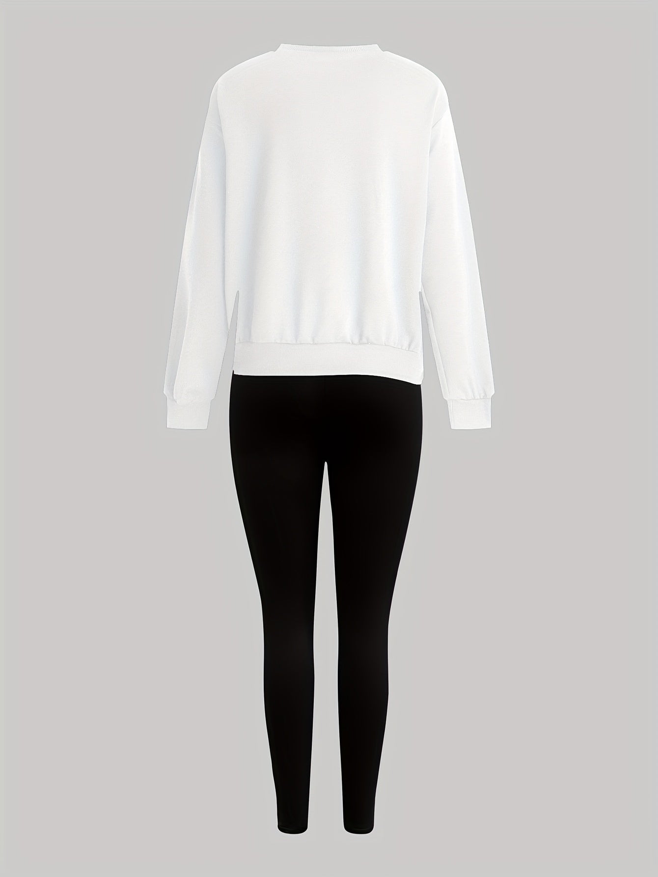 Damen Sweatshirt & Leggings Set mit Pfotenabdruck-Print, Langarm Oberteil und Hose