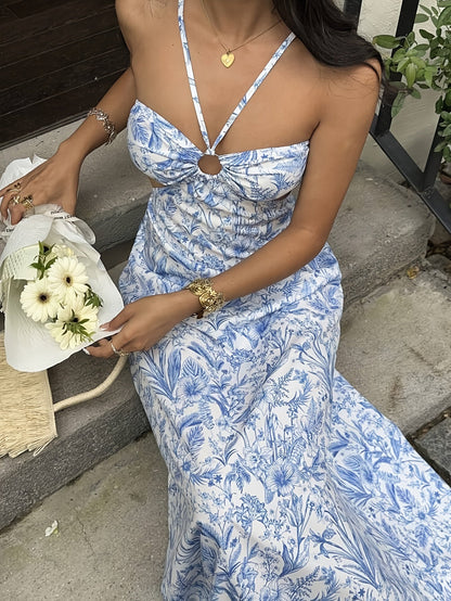 Damen Maxikleid mit Blumenmuster und Cut-Outs – Eleganter Sommerstil für Freizeit & Events