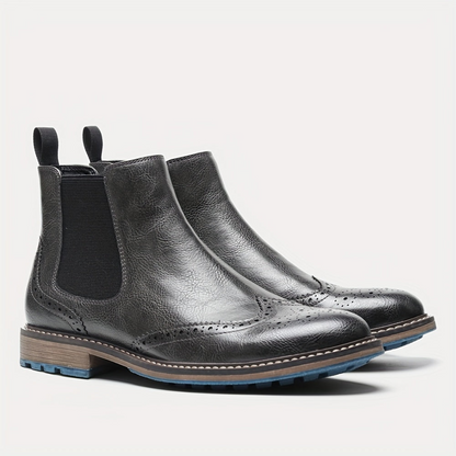 Chelsea Boots Herren Brogue-Stil mit elastischen Einsätzen und Profilsohle
