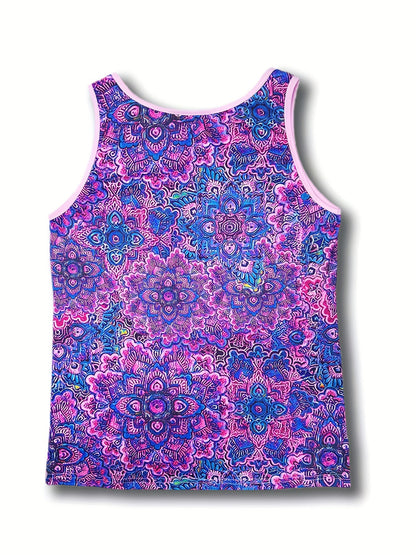 Damen Sommer Tanktop mit Ethno-Muster und Knopfleiste – Lässiges Freizeitshirt