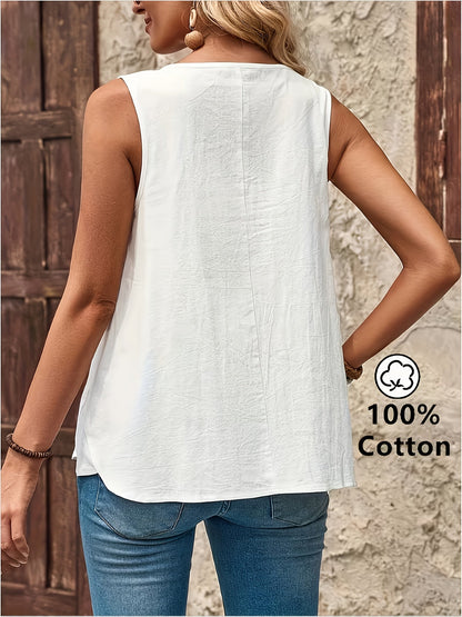 Damen Sommer-Top Casual Bluse ohne Ärmel mit Knopfleiste – Lässige Freizeitmode für Alltag und Urlaub