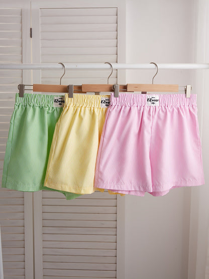 Damen Pyjama Shorts Set mit Streifenmuster – Bequeme Freizeitshorts für Zuhause und Schlaf