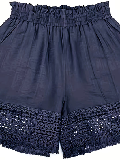 Damen Shorts im Boho-Stil mit Häkeleinsatz – Perfekt für Urlaub und Freizeit