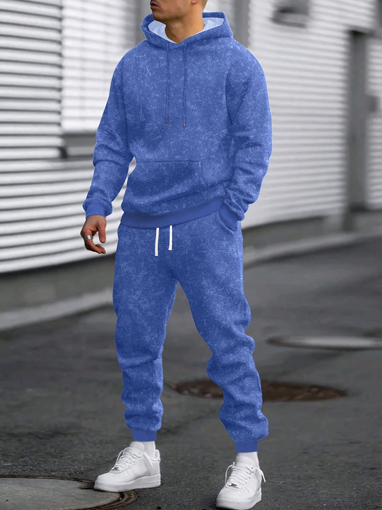 Herren Hoodie & Jogginghose Set Tarnmuster, Sportanzug mit Kapuze und Kordelzug, Trainingsanzug