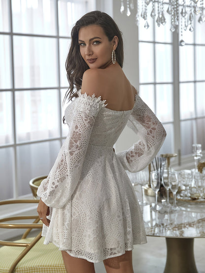 Damen Off-Shoulder Spitzenkleid Elegant für besondere Anlässe