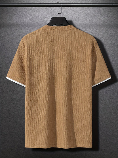 Herren T-Shirt mit Struktur, Modernes Kurzarm Basic, Freizeit & Urban Style