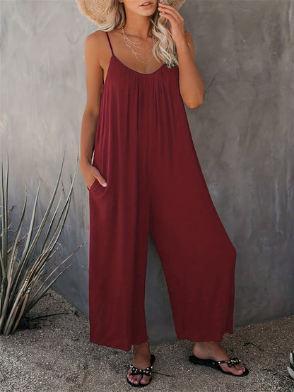 Damen Jumpsuit mit Spaghettiträgern – Lässiger Einteiler für Alltag und Urlaub
