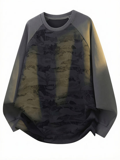 Unisex Langarmshirt Camouflage Rundhals Raglanärmel