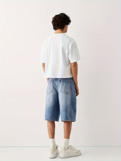 Herren Loose Fit Jeans-Bermuda Shorts – Lässiger Streetwear-Style für Alltag & Freizeit