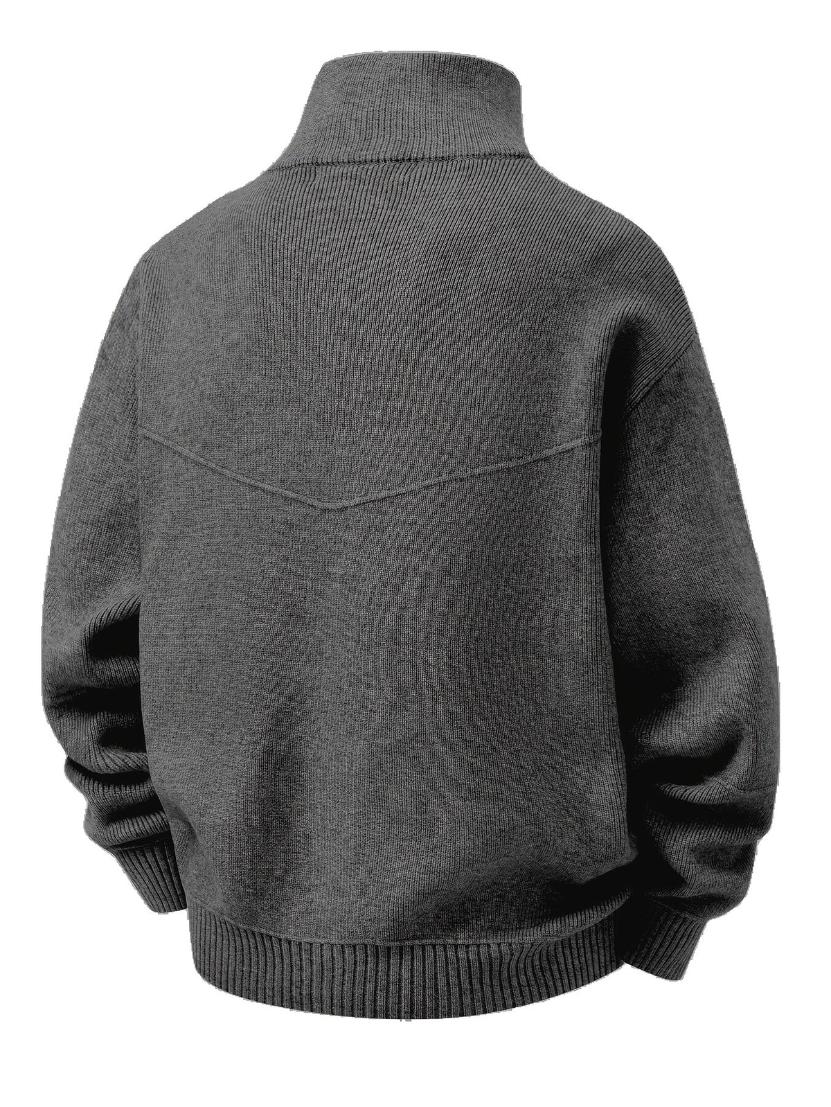 Herren Strickjacke Reißverschluss Stehkragen Rippbündchen Dunkelgrau