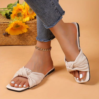 Damen Slip-On Sandalen mit Knoten-Detail – Modische Sommerschuhe für Alltag und Freizeit