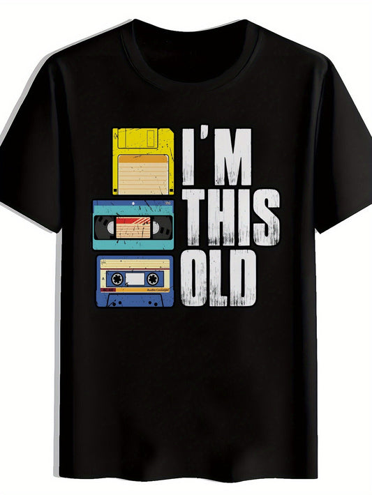 Herren Retro Grafik T-Shirt – „I’m This Old“ mit Diskette, VHS und Kassette – Lustiges Vintage Motiv