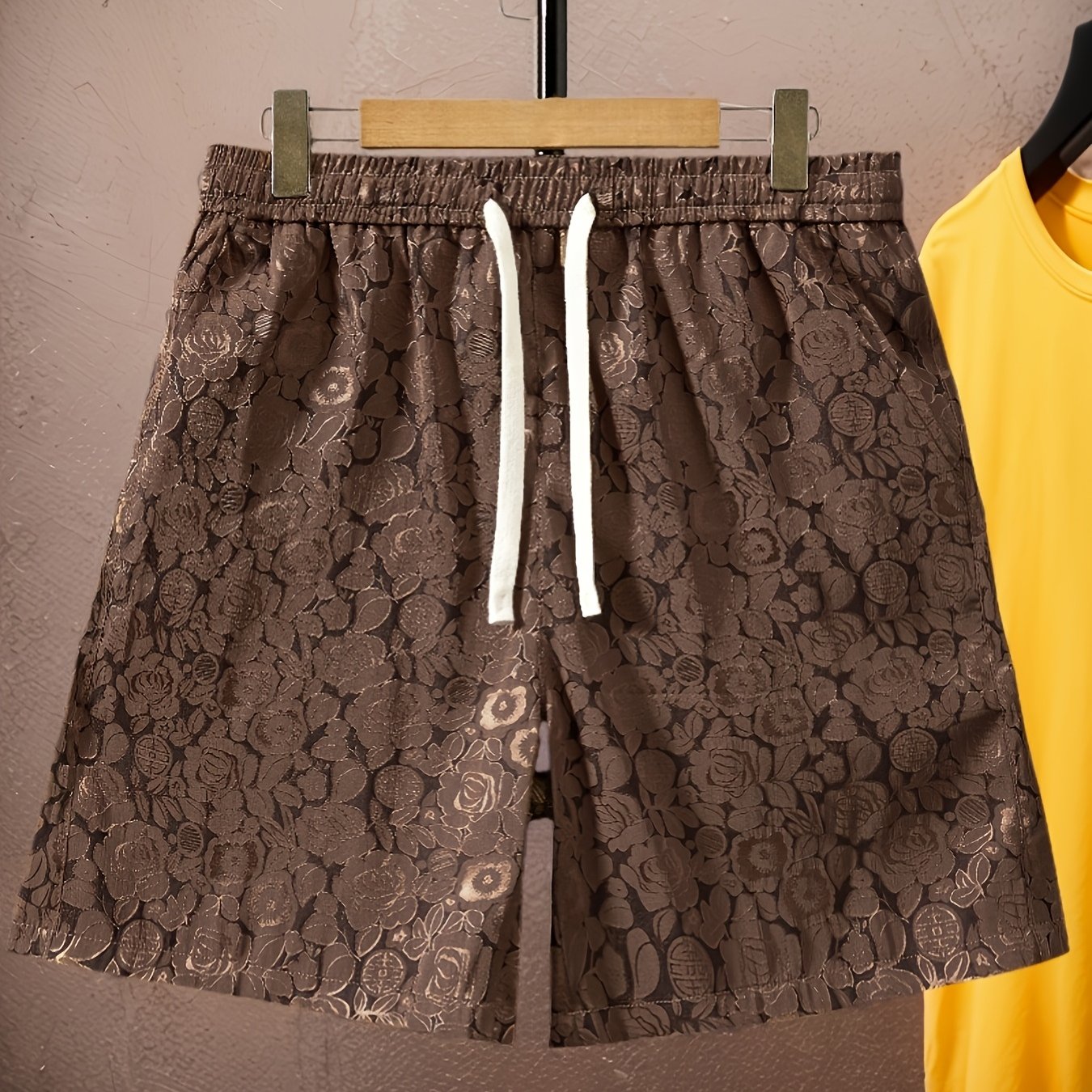 Herren Premium Jacquard-Shorts mit Rosenmuster – Modische Freizeithose für stilbewusste Looks