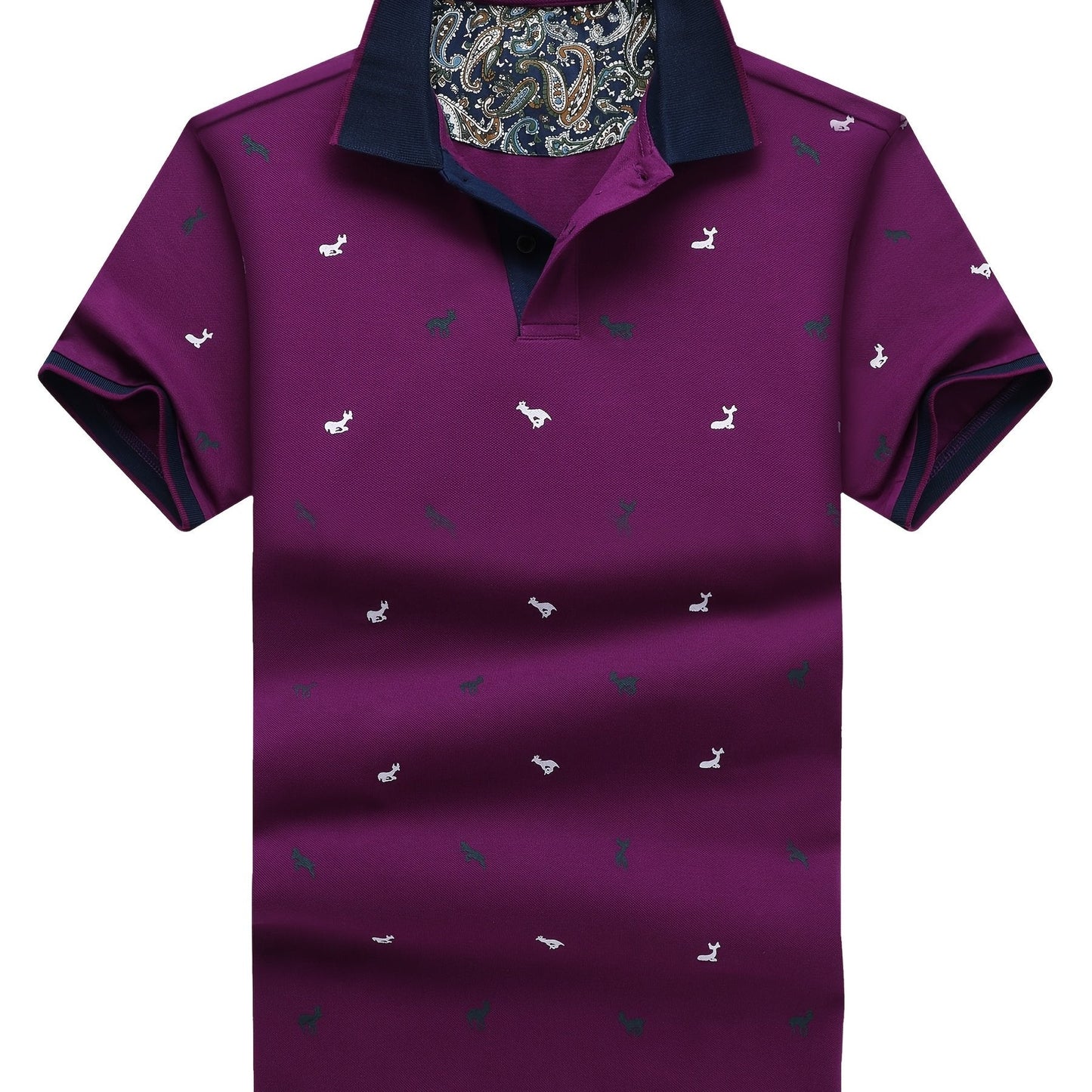 Herren Poloshirt mit Animal-Print und Kontrastkragen – Stilvolles Freizeit- und Alltagsoutfit