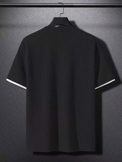 Herren T-Shirt mit Struktur, Modernes Kurzarm Basic, Freizeit & Urban Style