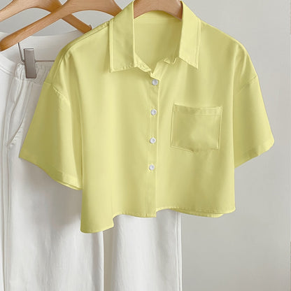 Damen Kurzarm Bluse im modernen Cropped-Look – Lässig & vielseitig kombinierbar