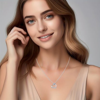 Damen Muttertag Schmuck Geschenkset – Herz Halskette mit „Mom“-Gravur & Ewige Rose in Geschenkbox – Elegantes Andenken für Mütter