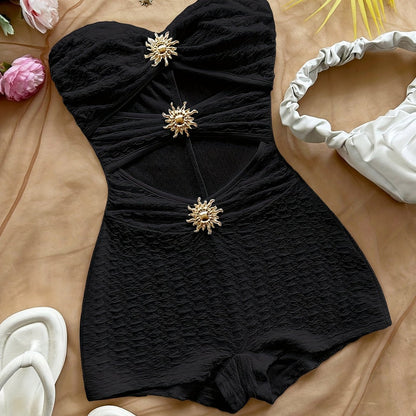 Damen Vintage Badeanzug mit Leopardenmuster und Cut-Outs – Retro Einteiler für Strand & Pool