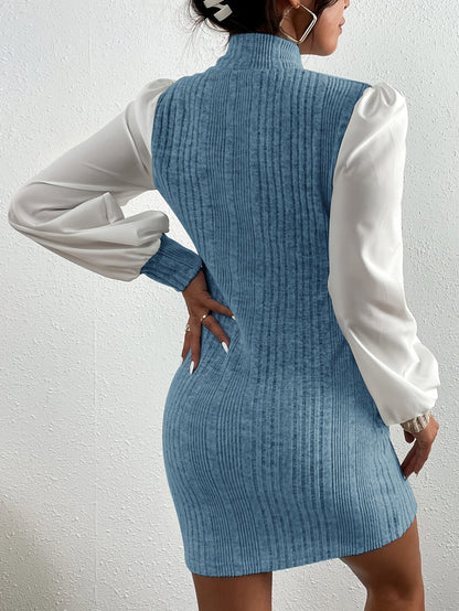 Damen Strickkleid hochgeschlossen Langarm Etui-Stil mit Gürtel